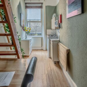 Studio 7@61 Castletown Road W14 9HG Single bedsit private shower shared toilet with mezzanine Price £900